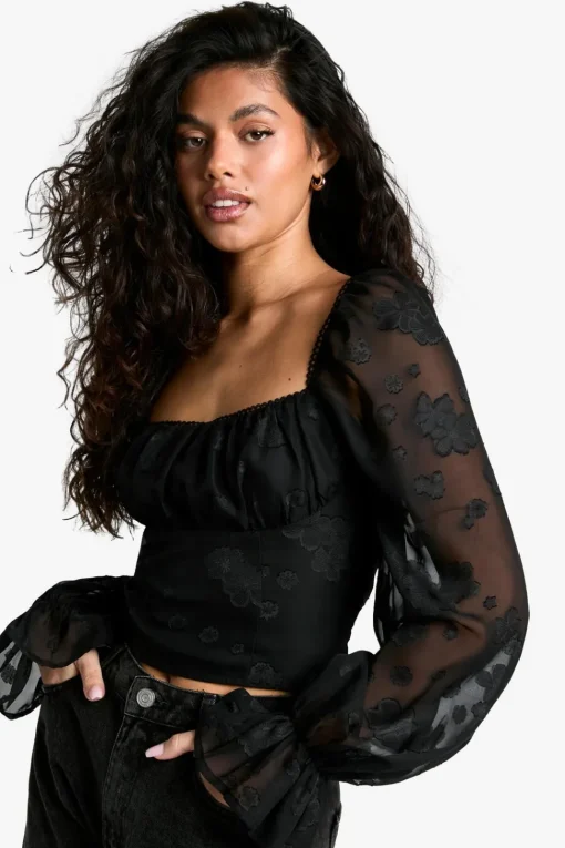 Burnout Puff Sleeve Milkmaid Top | Nasty Gal