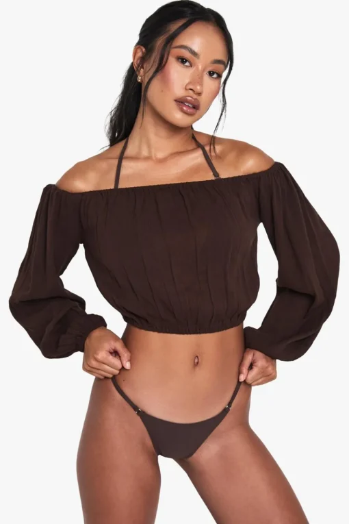Cheesecloth Bardot Beach Top | Nasty Gal