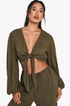 Cheesecloth Tie Front Beach Top | Nasty Gal