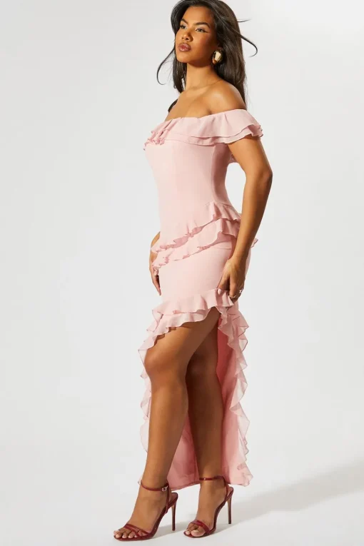Chiffon Frill Split Leg Maxi Dress | Nasty Gal