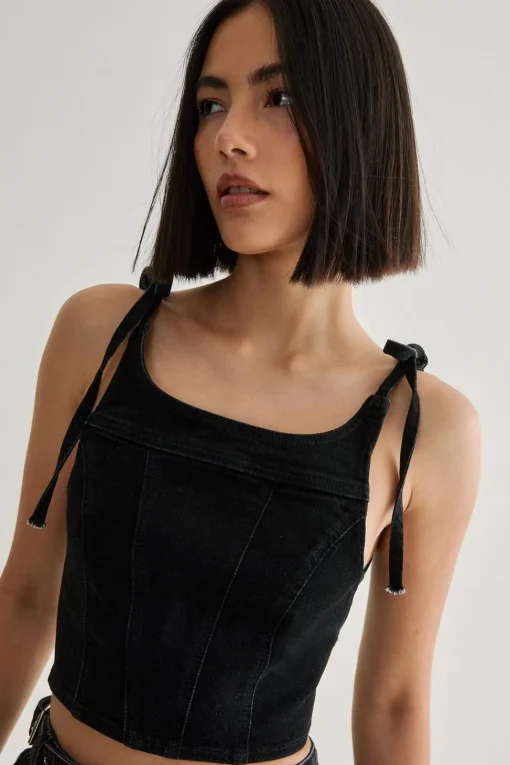 Denim Strappy Top | Nasty Gal