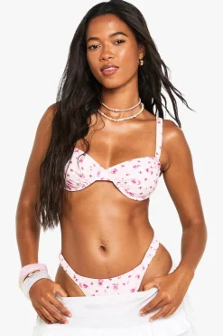Ditsy Floral Underwired Bikini Top & Tanga Bikini Bottoms Set | Nasty Gal
