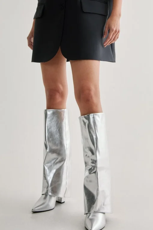 Faux Leather Fold-Over Knee High Boot | Nasty Gal