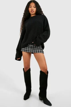 Faux Suede Knee High Heeled Western Cowboy Boots | Nasty Gal