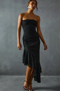 Lace Bandeau Frill Hem Asymmetric Dress | Nasty Gal