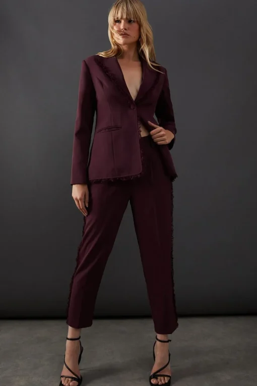 Lace Frill Trim Tailored Trouser | Nasty Gal