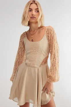 Lace Insert Skater Mini Dress | Nasty Gal