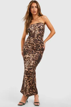 Leopard Bandeau Maxi Dress | Nasty Gal