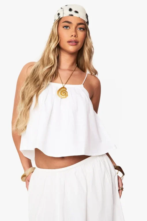 Linen Look High Neck Swing Cami | Nasty Gal