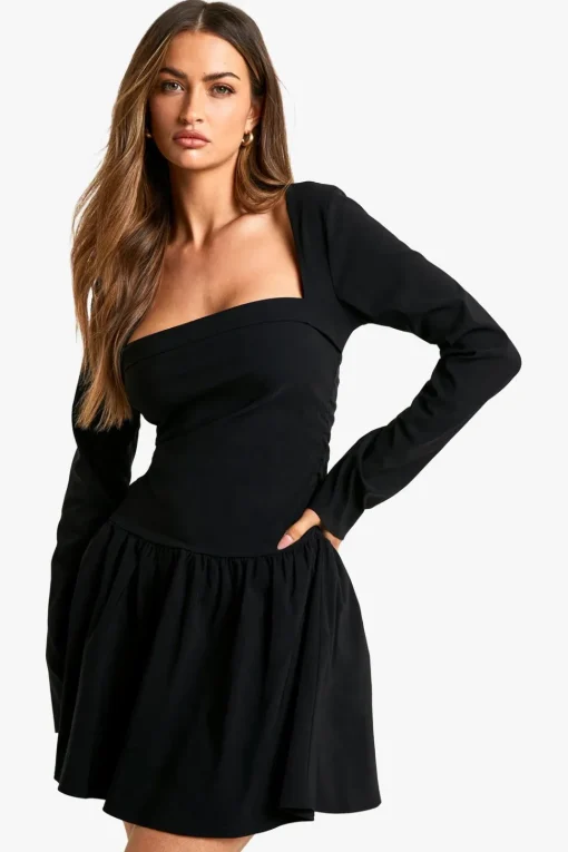 Long Sleeve Skater Mini Dress | Nasty Gal