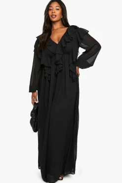 Plus Chiffon Ruffle Detail Maxi Skater Dress | Nasty Gal