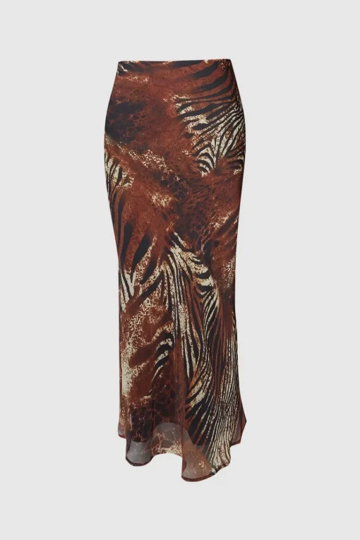 Plus Mixed Animal Crinkle Chiffon Bias Cut Maxi Skirt | Nasty Gal