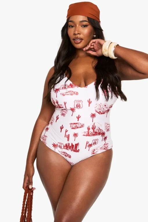 PLUS MOTEL PRINT SWIMSUIT | Nasty Gal