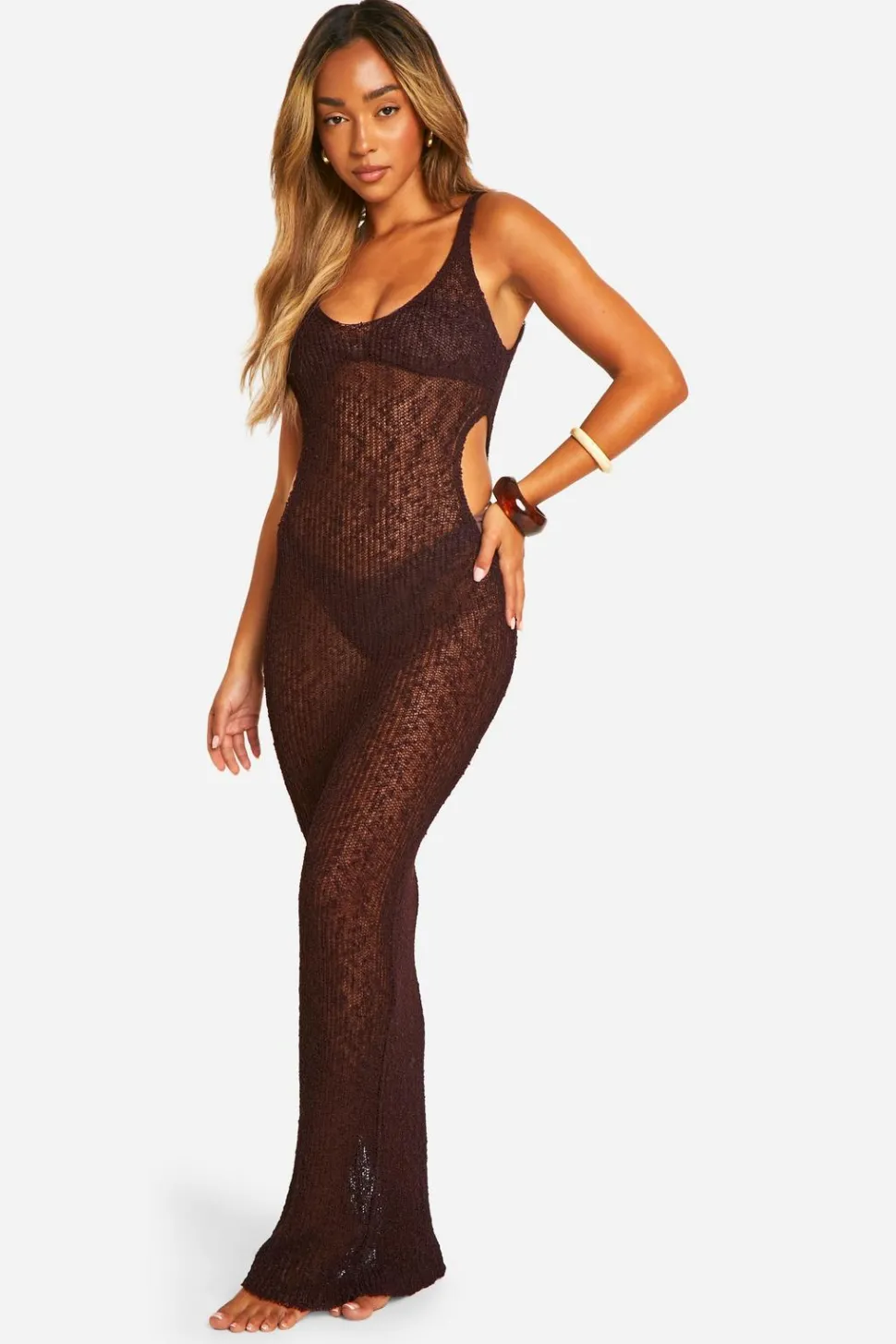 Popcorn Crochet Cut Out Beach Maxi Dress | Nasty Gal