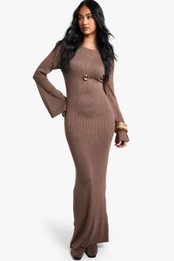 Premium Rib Flare Sleeve Knitted Maxi Dress | Nasty Gal