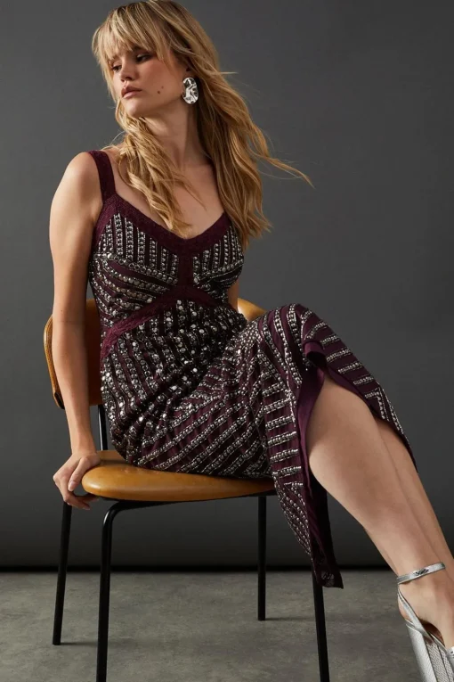 Premium Stud Embellishment Midi Slip Dress | Nasty Gal