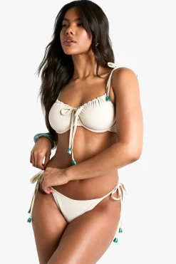 Resin Stone Trim Underwired Bikini Top & Tie Side Bikini Bottoms Set | Nasty Gal