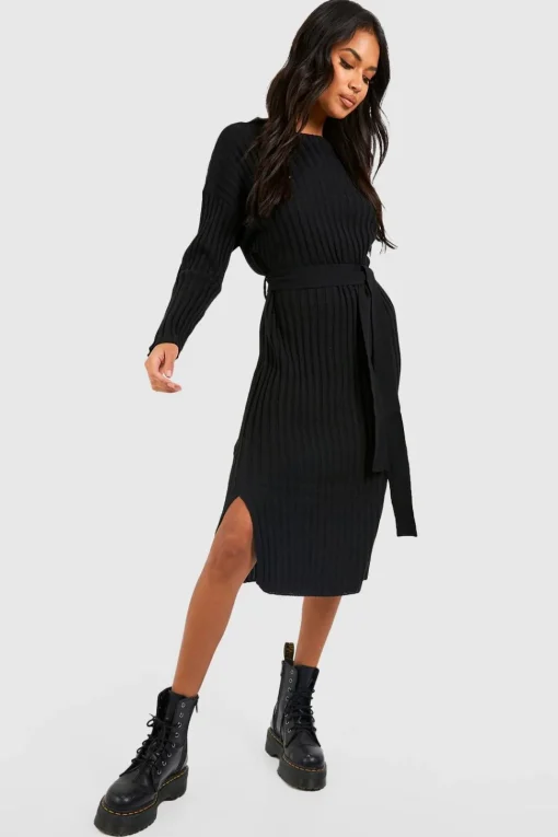 Rib Knit Tie Waist Midaxi Dress | Nasty Gal