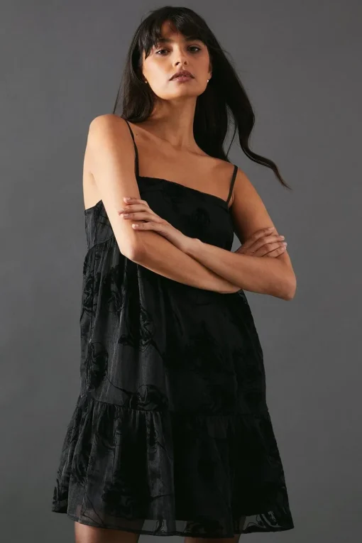 Rose Organza Strappy Cami Mini Smock Dress | Nasty Gal