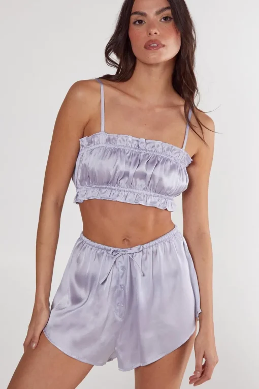Satin Ruffle Short Pajama Set | Nasty Gal