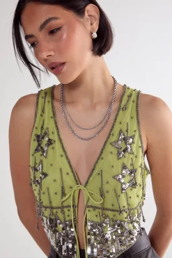 Star Tassel Embellished Tie Front Vest | Nasty Gal