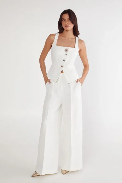 Sun Gold Button Trim Tailored Vest | Nasty Gal