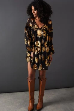 Sun Metallic Jacquard Frill Detail Mini Smock Dress | Nasty Gal