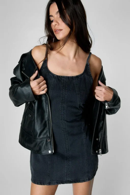 The Denim Strappy Mini Dress | Nasty Gal