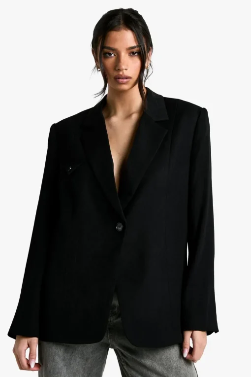 Woven Oversized Tailored Shoulder Pad Blazer | Nasty Gal